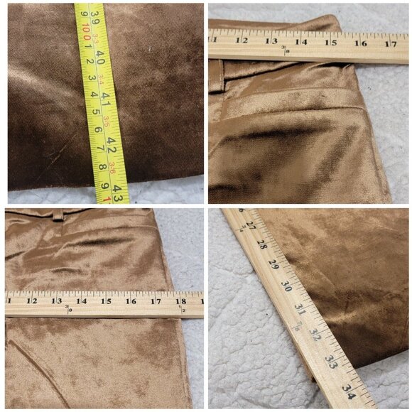 Womyn Women's Brown Flared Leg Velvet Flat Front Cotton Blend With Pockets Sz 6 - Picture 8 of 10